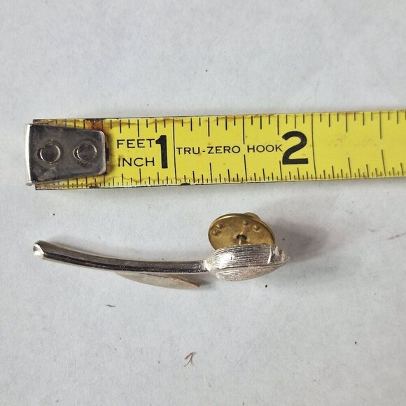 Vintage Silver Tone Tulip Flower Brooch Lapel Pin - Picture 3 of 3
